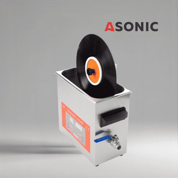 Čistilna raztopina ASONIC Vinyl Cleaner-02, kompaktna steklenička za ultrazvočno čiščenje vinilnih plošč.