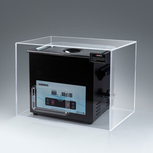 ASONIC 10L ultrazvočni čistilec je nameščen v tihi škatli, ki med delovanjem zmanjšuje zvok.